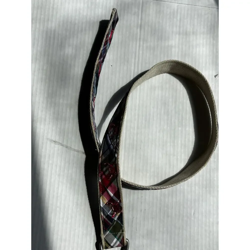 L.L. Bean Womens S/M Madras Plaid Patchwork Embroidered Crab Belt D-Ring Canvas